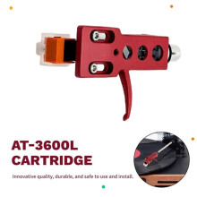 Cabezal de Tocadiscos Rojo con Cartucho Magnético AT-3600L y Aguja Preinstalada para Platos de Reproductor de Discos de Vinilo LP A