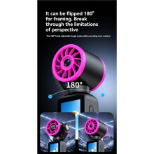 2-in-1 1080P Action Camera with Cooling Fan 180 Handheld Pocket Camera HD Vlog Gimbal Camera with 128G Card B