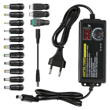 Universal Power Supply 72 W 3V-24V Adjustable Power Supply Adapter with LED Voltage Display and 14 Tips EU Plug