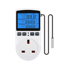 Timer Socket Thermostat Multi-Function Temperature Controller Outlet with Timer Sensor Probe Heating Cooling UK