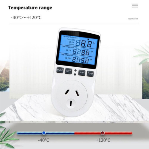 Timer Socket Thermostat Multi-Function Temperature Controller Outlet with Timer  Sensor Probe Heating Cooling AU 2