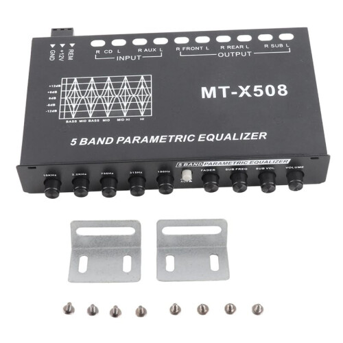 X508 Car Audio Equalizer 5 Band Parametric EQ Preamp Crossover Amplifier with Subwoofer Control for Car Stereo Tuning