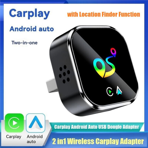 2in1 Wireless Carplay Adapter Android AUTO AI Box Location Finder Function Bluetooth5.0+WiFi Wired to Wireless Carplay A 2