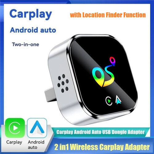2in1 Wireless Carplay Adapter Android AUTO AI Box Location Finder Function Bluetooth5.0+WiFi Wired to Wireless Carplay B 1