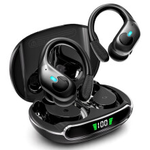 Active Noise Cancelling Ear Buds, Wireless Earbuds with Earhooks Microphone, Stereo Bass Earphones for Workout Sports