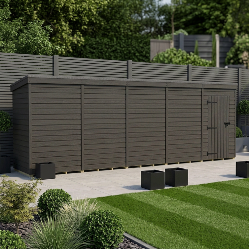 20x4 Pent Composite Shed Tanalised (Single Door, No Windows)