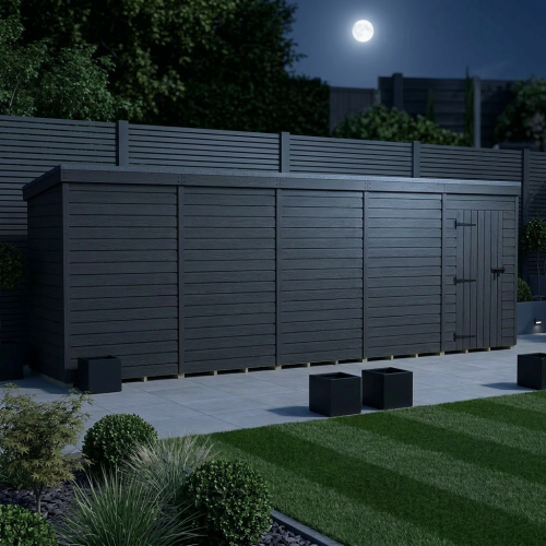 20x4 Pent Composite Shed Tanalised (Single Door, No Windows) 2