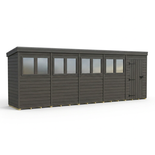 20x4 Pent Composite Shed Tanalised (Single Door, With Windows) 1