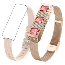 Bracelet with 2 Bands, 24/7 Heart Rate/Blood Oxygen/HRV/Sleep Monitor,with Message/Call Reminder Rose Red