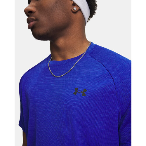 Under Armour UA Textured Short Sleeve Tee Royal/Black UK L 2