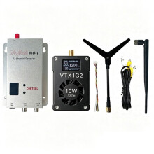 1.2G 10W FPV VTX+VRX Kit 32CH FPV Audio/Video Zender met OLED Display 7-35V IRC Tramp voor FPV Lange Afstand RC Drone