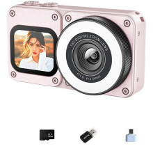 4K Dual-Screen CCD Digital Camera 64MP Pixel 18X Zoom Photography Camera Beauty Mode with 2.8//1.83 Inch Screens C
