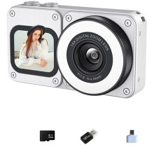 4K Dual-Screen CCD Digital Camera 64MP Pixel 18X Zoom Photography Camera Beauty Mode with 2.8//1.83 Inch Screens B