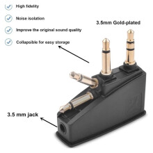 QC15 Flugzeugkopfhörer-Adapter für QC45, QC35 II, QC25, QC20, NC700, SoundLink & AE2 - Vergoldeter 3,5 mm Adapter