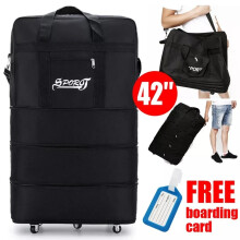 (Black) 42"  Wheel Extra Large Lightweight Luggage Trolley Suitcase Travel Bag