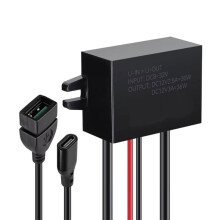 USB and Type-C Power Supply Module 30W 36W PD Power Converter for Car Automobiles 8V-32V to 12V