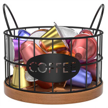 Coffee Pod Holder Black Rustic Counter Organizer