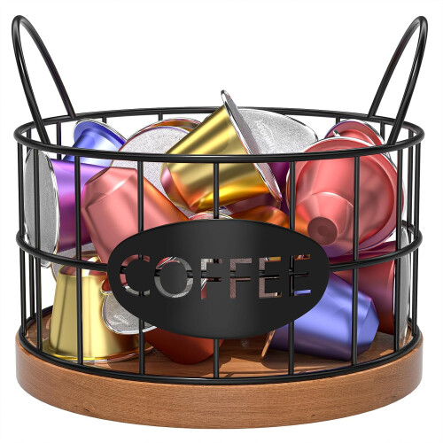 Coffee Pod Holder Black Rustic Counter Organizer
