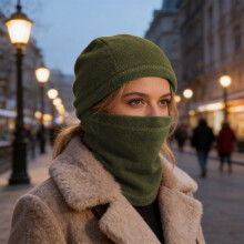 Fleece Headband Green 14.2 x 11 inch Winter Cycling Face