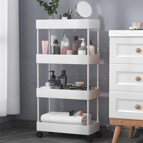 4-Tier Slim Rolling Storage Cart for Bathroom Kitchen