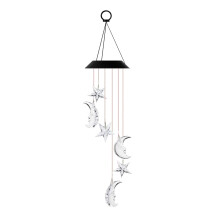 Carillon solaire à 6 LED, motif étoile et lune, couleurs changeantes