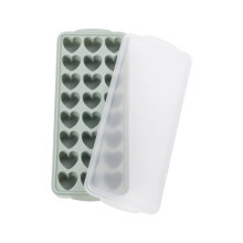 Moule à glaçons en silicone en forme de cœur avec couvercle vert
