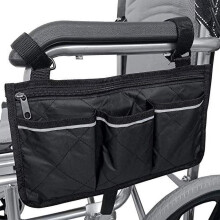 Wheelchair Side Bag Waterproof Armrest Pouch Black