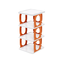Foldable Shoe Rack Plastic 4-Tier Orange