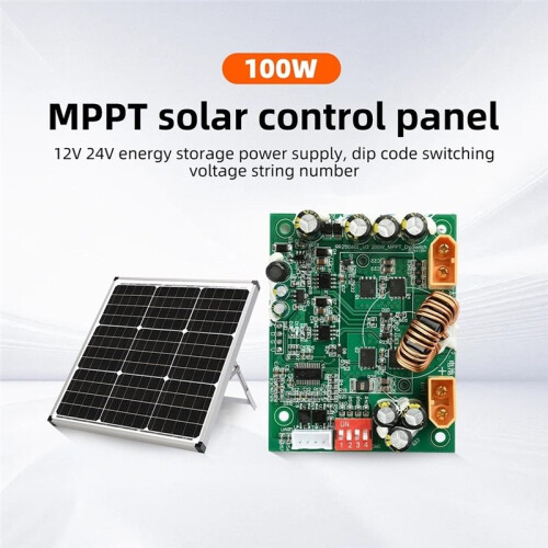 100W MPPT Solar Controller for 12V and 24V with DIP  for Voltage and String Count Selection 2