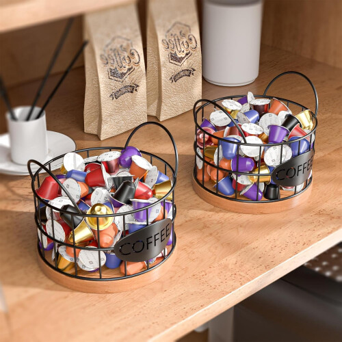 Coffee Pod Holder Black Rustic Counter Organizer 2
