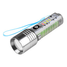 White Mini Transparent Flashlight with Pen Clip Magnet 30W