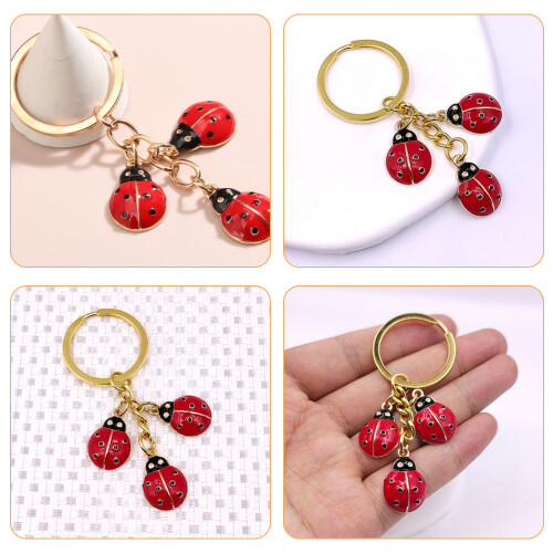 Red Alloy Ladybug Keyring Pendant 1pc 2