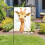 Drapeau de jardin aquarelle girafe et fleurs double face 12x18 5
