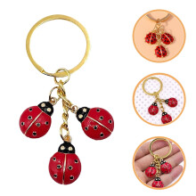 Red Alloy Ladybug Keyring Pendant 1pc