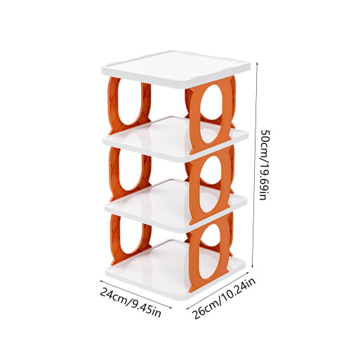Foldable Shoe Rack Plastic 4-Tier Orange 1
