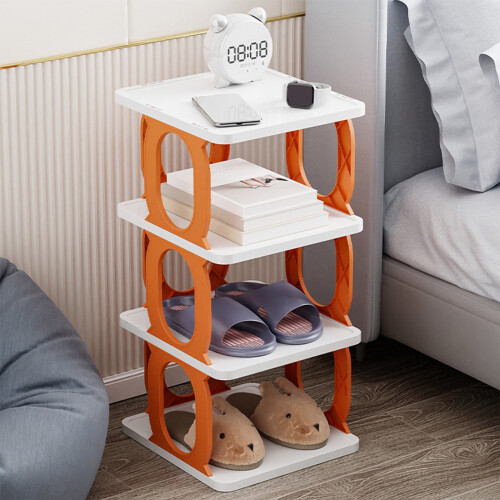 Foldable Shoe Rack Plastic 4-Tier Orange 2