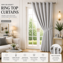 (Silver Grey, 66" x 84"-Door Curtain) Insulated Heavy Thermal Blackout Curtains Pair Eyelet Ring Top Ready Made Window Panel Free Tieback