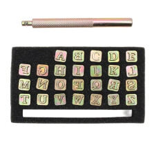 27-Teiliges Lederhandwerks-Stempelwerkzeug-Set, 6 mm Stahl-Alphabetbuchstaben-Stempel mit Stempelgriff