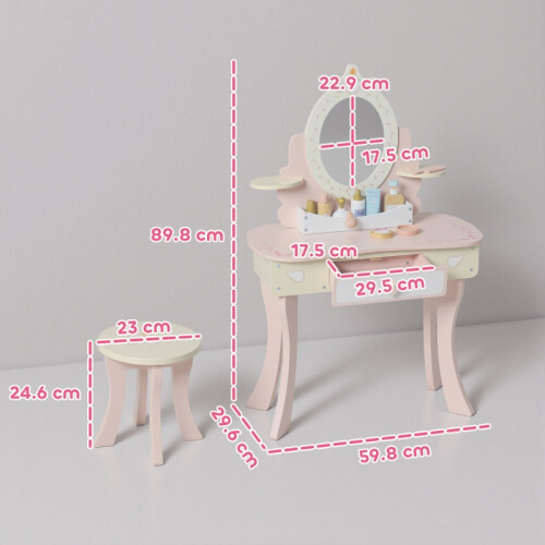 Kids Dressing Table, Girls Vanity Set , Pink 1