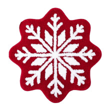 Snowflake Bathroom Rug Red White 16x16 in