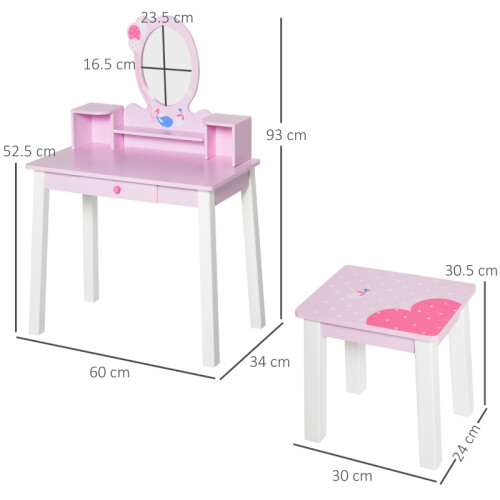 Kids Wooden Dressing Table and Stool Make Up Desk 1