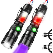 Rechargeable UV Tactical Flashlight 1200LM 3-in-1 2 Pack