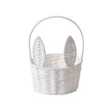 Panier de Pâques tressé avec oreilles de lapin, blanc, 16 cm de diamètre x 10 cm de hauteur