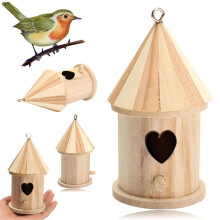 Onbewerkte houten vogelkooi wanddecoratie 6,3 x 3,1 inch