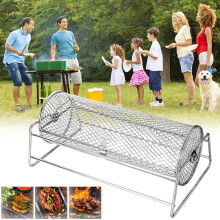 Panier à barbecue rond avec poignée rotative, portable