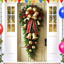 Rideaux de porte de Noël avec clochettes et nœuds pour les fêtes