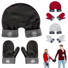 Gants de Noël pour couple, moufles en polaire double couche noires
