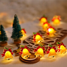 Guirlande lumineuse LED de Noël avec bonhomme de neige et clochettes, fil de cuivre