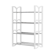 4-Tier Metal Shoe Rack for Closet Entryway White
