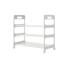 3-Tier Stackable Shoe Rack with Wheels White Holds 6 Pairs